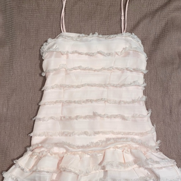 Princess Polly Blush Molina Tiered Sleeveless Mini Frill Dress Sz 2 - Picture 2 of 3